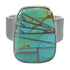 Southwestern Turquoise Inlay Silver Ring Size 6-3/4 AX88264